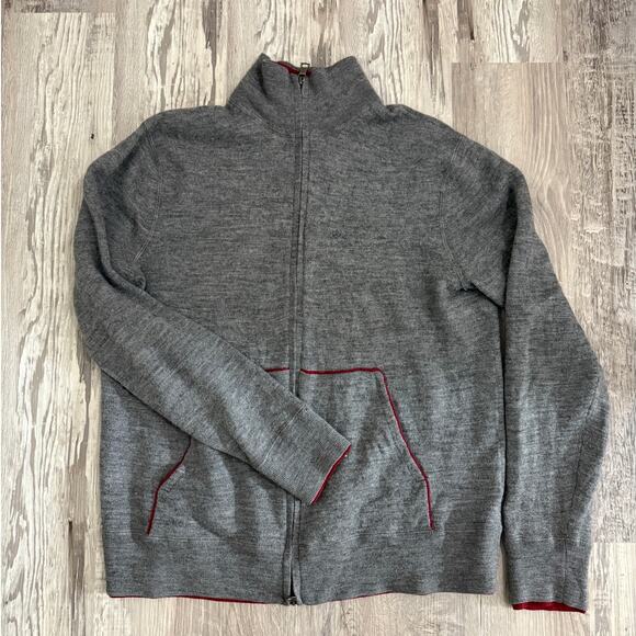 Banana Republic Men’s Gray Wool Blend Full Zip Sweater Jacket Size Large - Picture 2 of 11